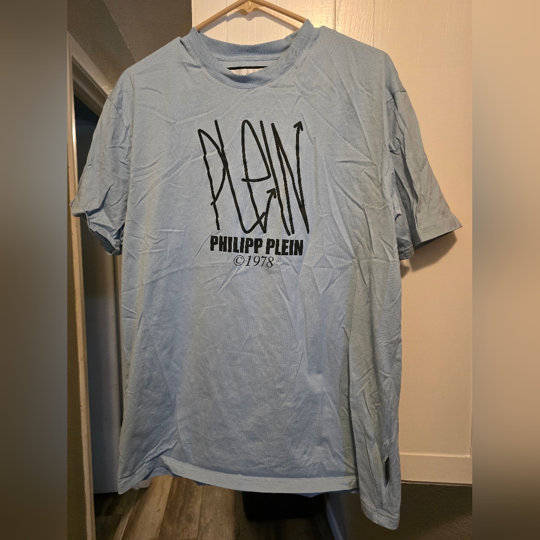 Philipp Plein Light Blue Graphic Tee